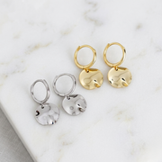 Ripple Disc Sterling Silver Hoops