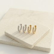 Pavé Classic Sterling Silver Hoops