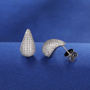 Silver Pavé Teardrop Stud Earrings