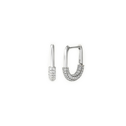 Sculpted Pavé Sterling Silver Hoops