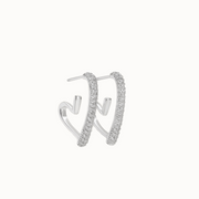 Crystal Heart Curve Earrings