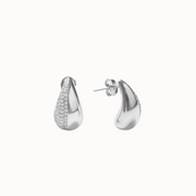 Silver Pavé Teardrop Stud Earrings