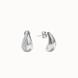 Silver Pavé Teardrop Stud Earrings