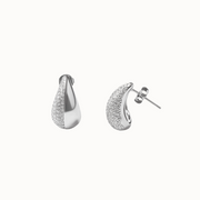 Silver Pavé Teardrop Stud Earrings