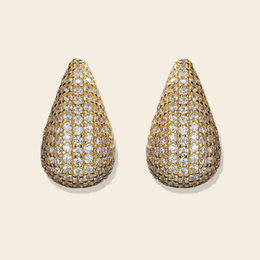 Gold Pavé Teardrop Stud Earrings