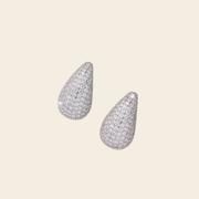 Silver Pavé Teardrop Stud Earrings