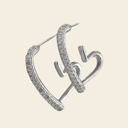 Crystal Heart Curve Earrings