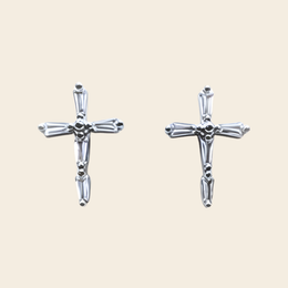 Sacred Cross Minimal Stud Earrings